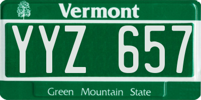 VT license plate YYZ657
