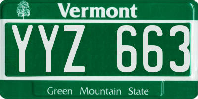VT license plate YYZ663