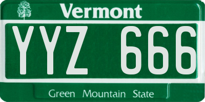 VT license plate YYZ666