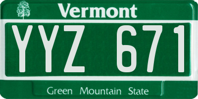 VT license plate YYZ671