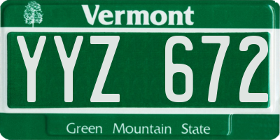 VT license plate YYZ672