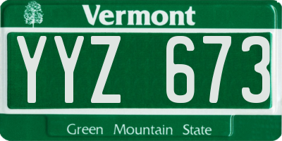 VT license plate YYZ673
