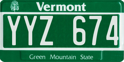 VT license plate YYZ674