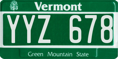 VT license plate YYZ678