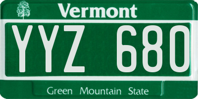 VT license plate YYZ680