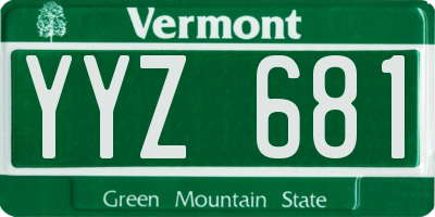 VT license plate YYZ681