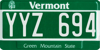 VT license plate YYZ694