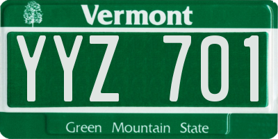 VT license plate YYZ701