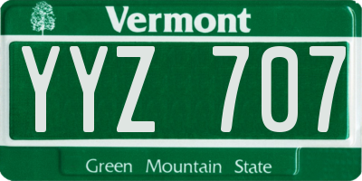 VT license plate YYZ707