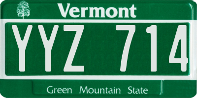 VT license plate YYZ714