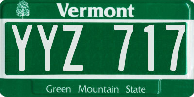 VT license plate YYZ717