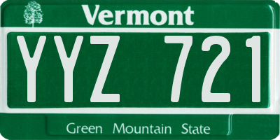 VT license plate YYZ721
