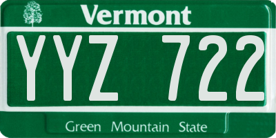 VT license plate YYZ722