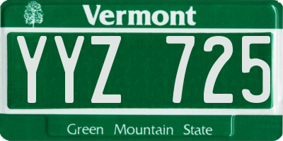 VT license plate YYZ725