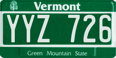 VT license plate YYZ726