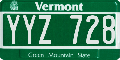 VT license plate YYZ728