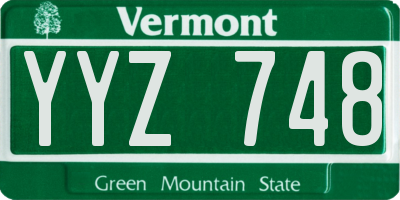 VT license plate YYZ748