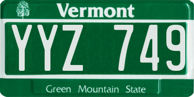 VT license plate YYZ749