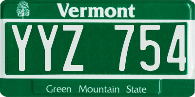VT license plate YYZ754