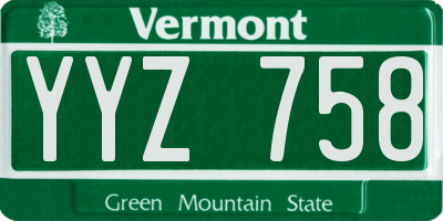 VT license plate YYZ758
