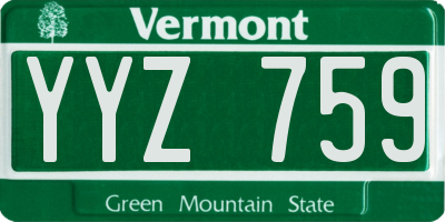 VT license plate YYZ759