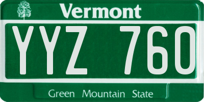 VT license plate YYZ760