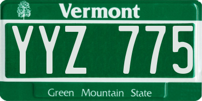 VT license plate YYZ775