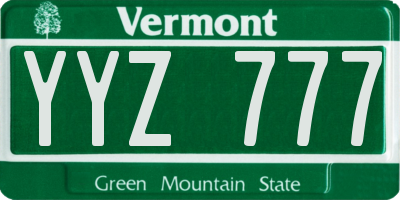 VT license plate YYZ777