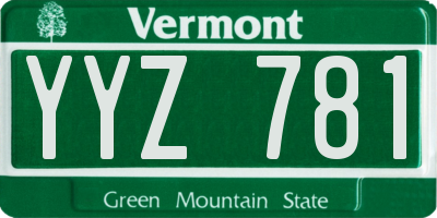 VT license plate YYZ781