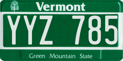 VT license plate YYZ785