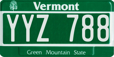VT license plate YYZ788