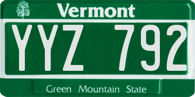 VT license plate YYZ792