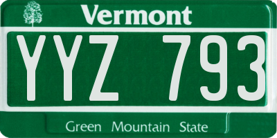 VT license plate YYZ793