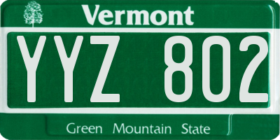 VT license plate YYZ802