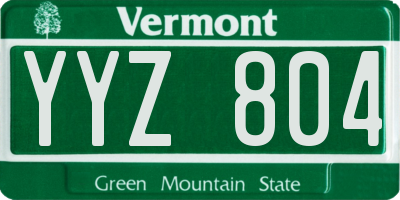 VT license plate YYZ804