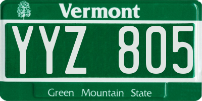 VT license plate YYZ805