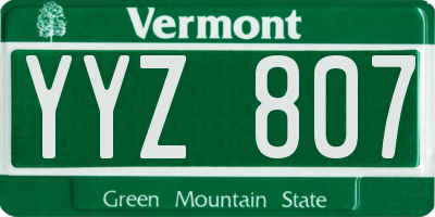 VT license plate YYZ807