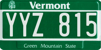 VT license plate YYZ815