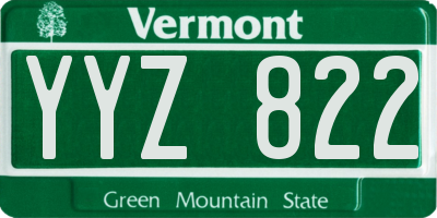 VT license plate YYZ822