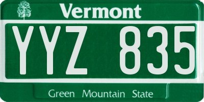 VT license plate YYZ835
