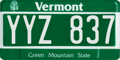 VT license plate YYZ837