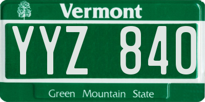 VT license plate YYZ840