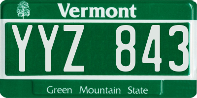 VT license plate YYZ843