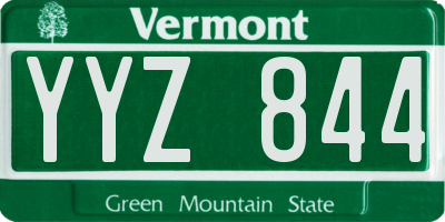 VT license plate YYZ844