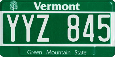 VT license plate YYZ845