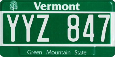VT license plate YYZ847