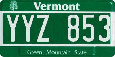 VT license plate YYZ853