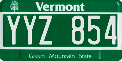 VT license plate YYZ854