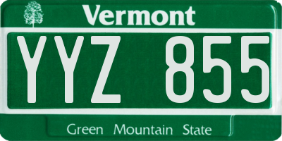 VT license plate YYZ855
