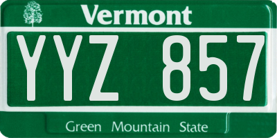 VT license plate YYZ857